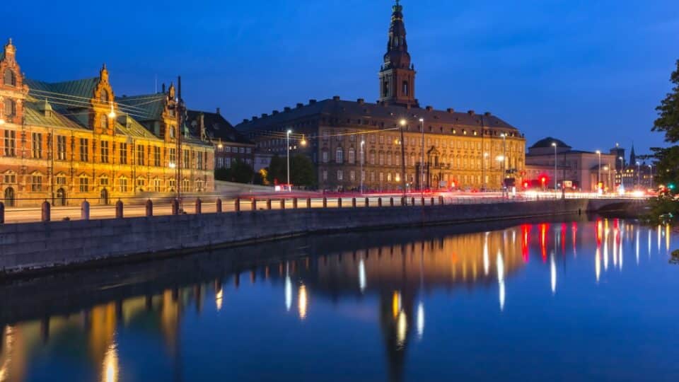 Night Copenhagen, capital of Denmark
