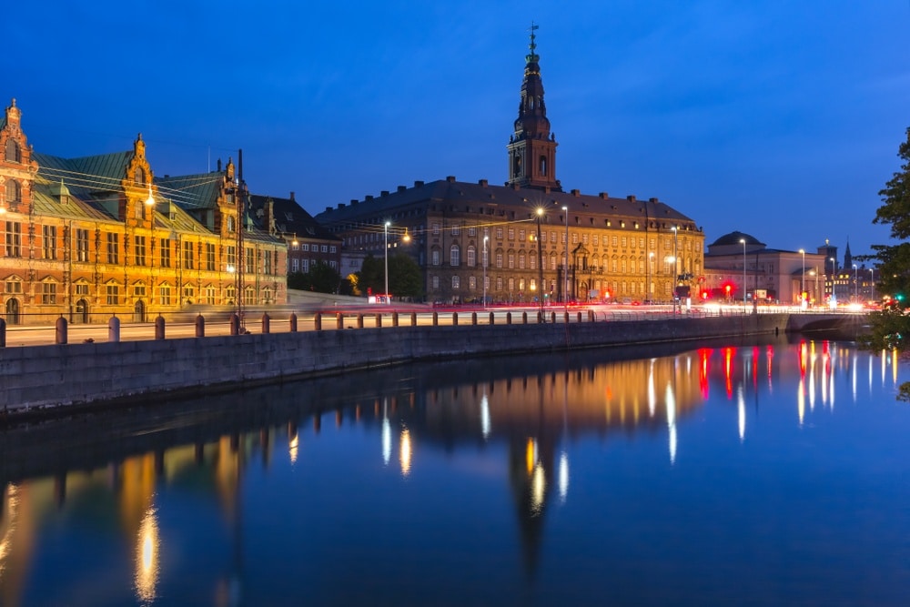 Night Copenhagen, capital of Denmark